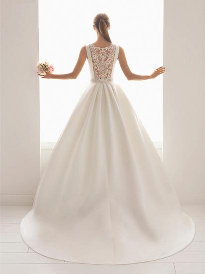 Ball Gown Wedding Dress Bateau Lace Polyester Regular Straps Bridal Gowns Elegant with Court Train_3