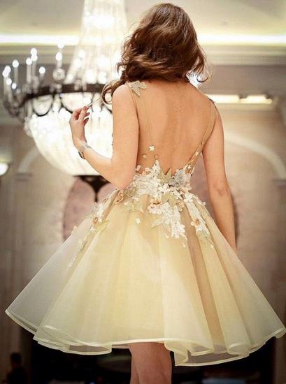 Gorgeous A-Line Flowers Homecoming Dresses | Sleeveless Open Back Short Hoco Dress_3