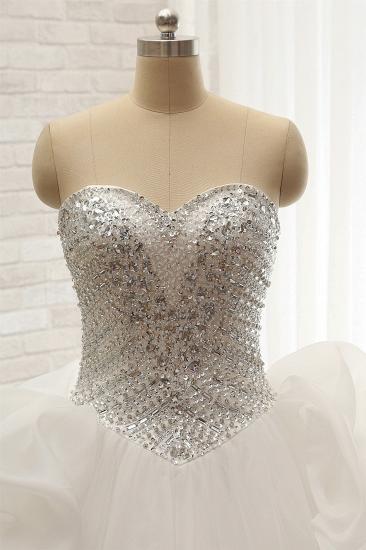 TsClothzone Glamorous Sweetheart White Pailletten Brautkleider mit Applikationen Tüll Rüschen Brautkleider Online_5