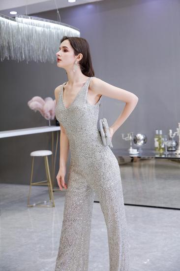 Sexy Shining V-neck Silver Sequin Sleeveless Prom Jumpsuit_8