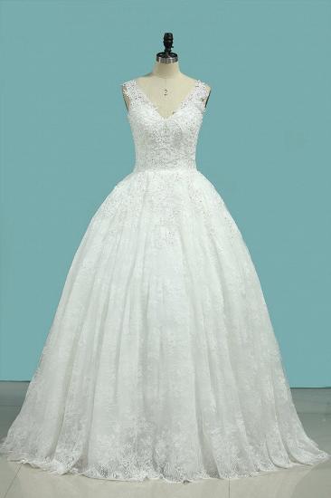 TsClothzone Glamorous Jewe Tull Lace Wedding Dress Appliques Sleeveless Beadings Bridal Gowns Online_1