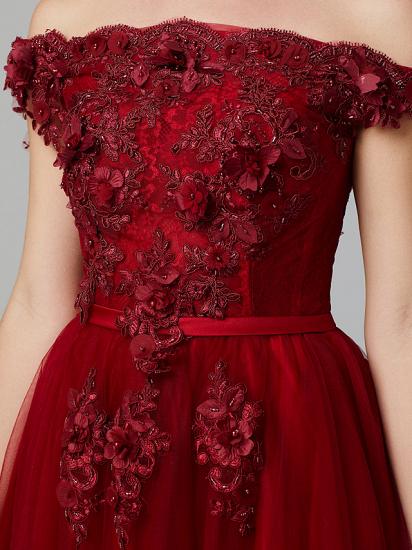 Glamorous Sleeveless Appliques Tulle A-Line Prom Dresses_16