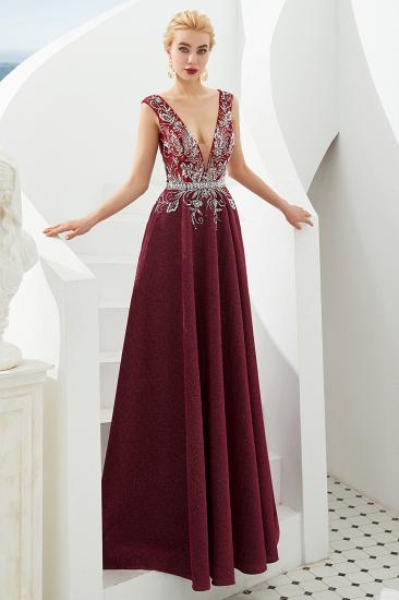 Caitin Catherine | Sexy V-neck Burgundy Sparkle Prom Dresses, Custom made Sleeveless Backless Evening Gowns_10