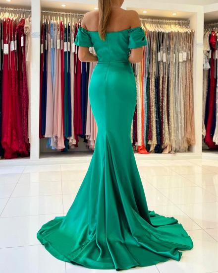 Stunning Off-the-Shoulder Satin Mermaid Evening Gown_2