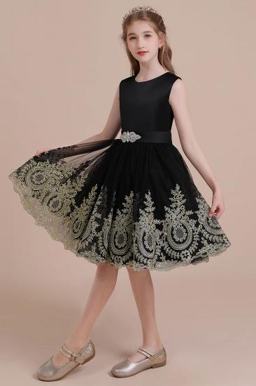 Modest Tulle A-line Flower Girl Dress | Appliques Satin Little Girls Pegeant Dress Online_6