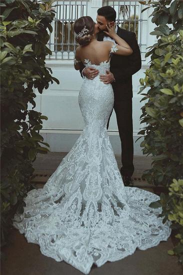Mermaid Lace Wedding Dress | Sexy Court Train Sweetheart Bridal Gowns with Sleeve Decorations_3