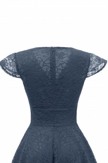 Retro Lace Cap Sleeves Dress Elegant Cocktail Party V-neck A Line Vintage Dress_18