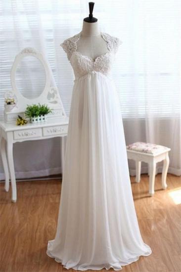 2022 Empire Waist Wedding Dress Lace Chiffon Summer Beach Bride Dresses_2