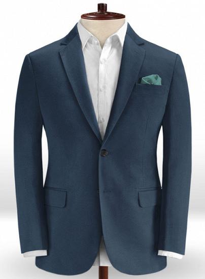 Royal blue feather cotton stretch suit | two-piece suit_2