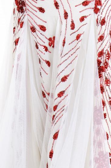 Elegant Deep V-neck Mermaid Evening Dress with Ruby Beads | Long Floor length Formal Dress_11