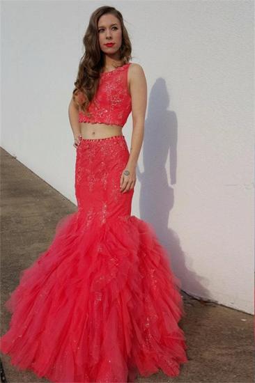 Latest Mermaid Two Piece 2022 Prom Dresses Sexy Lace Open Back Evening Gowns_2