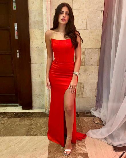 Simple red long tube top Evening Dress | Prom Dresses Online_3