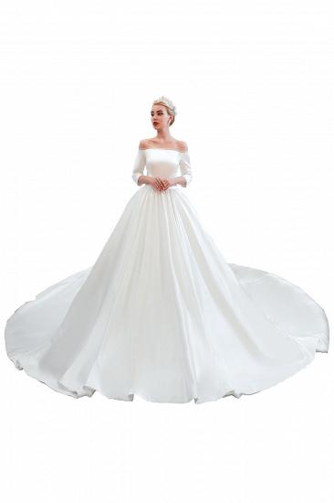 2/3 Langarm Ballkleid Weiß Brautkleid mit weichen Falten | Einfache Luxus-Brautkleider für die Winterhochzeit_14