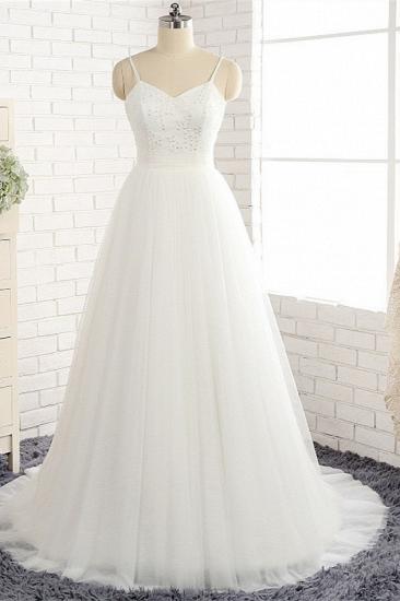 TsClothzone Affordable Spaghetti Straps White Wedding Dresses A-line Tulle Ruffles Bridal Gowns On Sale