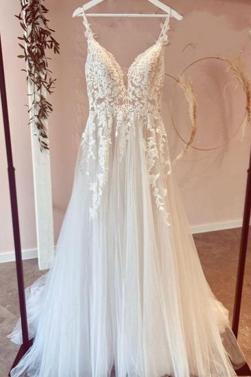 Simple wedding dresses A line | Wedding dresses with lace_1