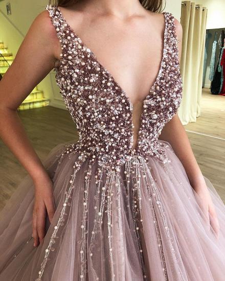 Stunning Ball Gown Tulle Beading Straps Sleeveless Prom Dress_3
