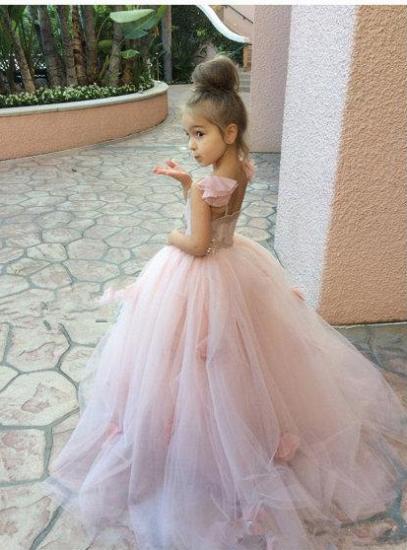 Nettes rosa Tüll-Blumen-Mädchen-Kleid Neue Ankunfts-lange Kinderkleider
