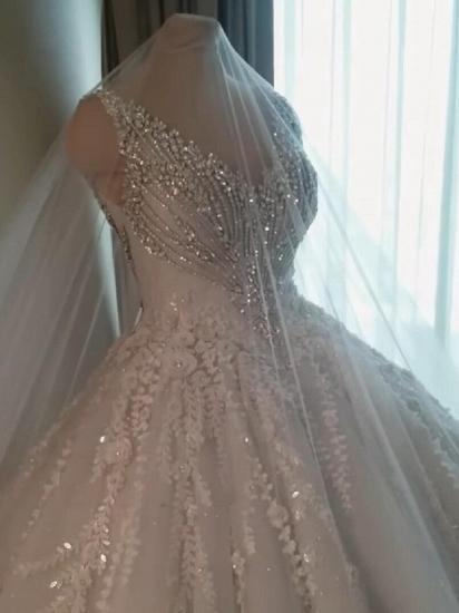 Sparkle V-neck Ball Gown Princess Bridal dresses for Wedding