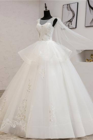 TsClothzone Gorgeous Jewel Sleeveless White Wedding Dress Tulle Appliques Bridal Gowns Online_5