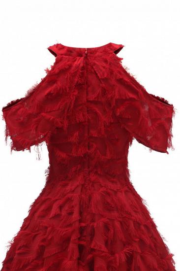 Elegante Vintage Kleidung Damen Rot | Retro Neckholder A-Linie Heimkehr Kleid_15