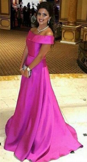 Simple Fuchsia Off the Shoulder Prom Dress New Arrival Sweep Train Formal Occasion Dress