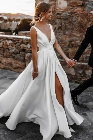 Simple Wedding Dresses Satin | Wedding Dresses V Neck Cheap_3