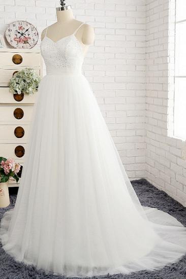 TsClothzone Affordable Spaghetti Straps White Wedding Dresses A-line Tulle Ruffles Bridal Gowns On Sale_4