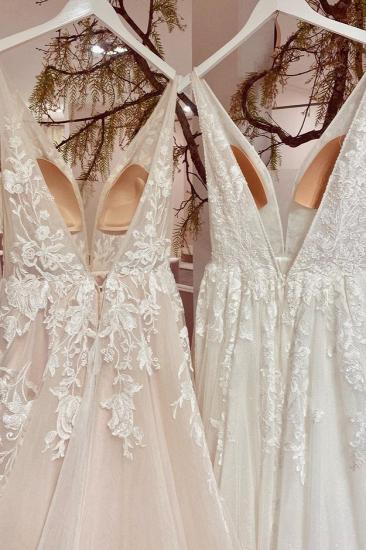 Beautiful v neckline lace Wedding dresses_5