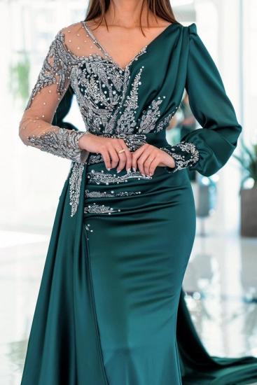 Beautiful Evening Dresses Long Green | Glitter prom dresses with sleeves_3