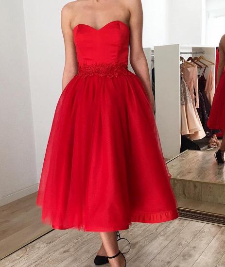 Ruby Sweetheart Short Ankle-length Homecoming Dress with Belt_2