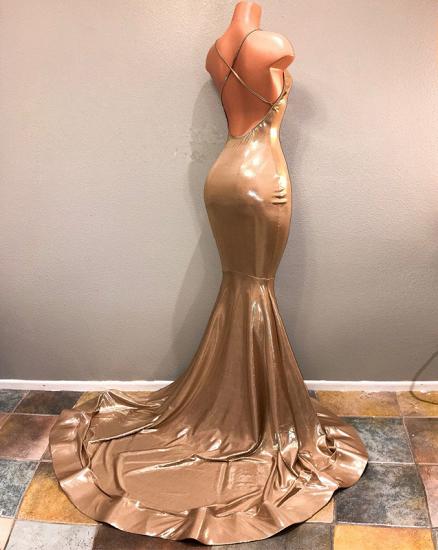 Sexy Spaghetti Strap Gold Prom Dress, Sleeveless Prom Dress_2