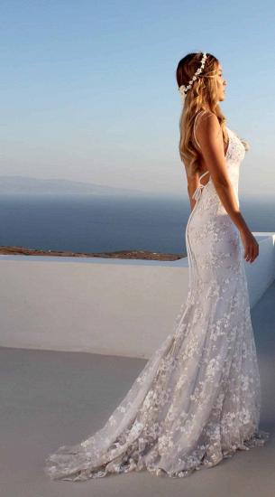Cloth-fitting Floor Length Lace V Neck Spaghetti Open Back Prom Dresses | Party Gowns With Lace Up_2