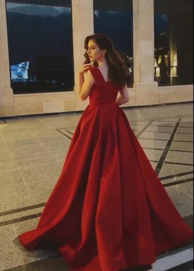 Elegantes rotes langes Abendkleid in A-Linie | Verträumtes Abschlussballkleid mit breiten Trägern_2