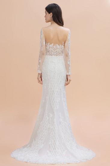 Luxury Beaded Lace Mermaid Wedding Dresses Tulle Appliques Bride Dresses with Detachable Train_4