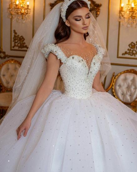 Pure and Perfect Princess White A-Line Sleeveless Wedding Dress_7