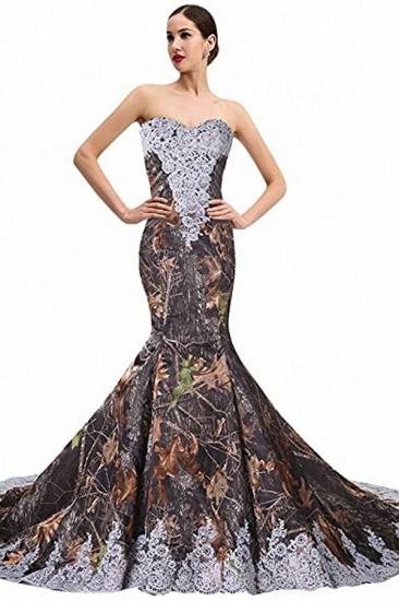 Camo And Lace Sweetheart Sleeveless Mermaid Bridal Gown Prom Dress_1