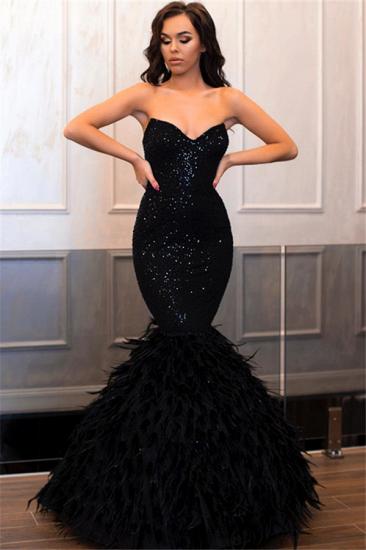 Shiny Mermaid Black Strapless Sleeveless Floor-Length Prom Dress