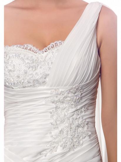 Einfaches Etui-Hochzeitskleid, eine Schulter, Chiffon-Träger, Land, Vintage-Brautkleider, Sweep-Zug_7