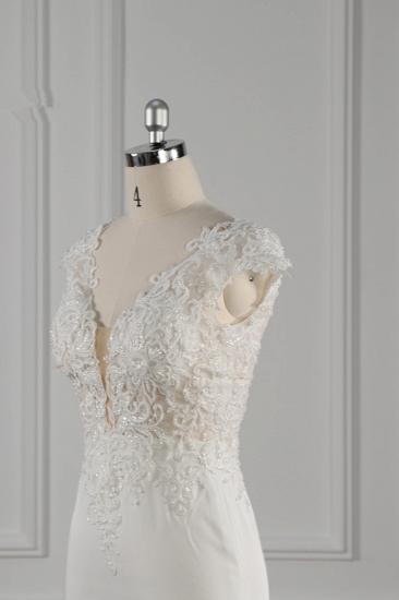 TsClothzone Elegant Mermaid Chiffon Lace Wedding Dress V-neck Appliques Bridal Gowns On Sale_6