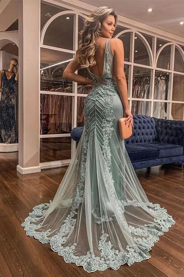 Elegant Sweetheart Mermaid Keyhole Backless Prom Dresses with Tulle Train_2