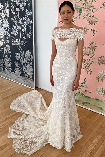 Mermaid Lace Off-the-shoulder Formal Dresses | Backless Wedding Gowns_1