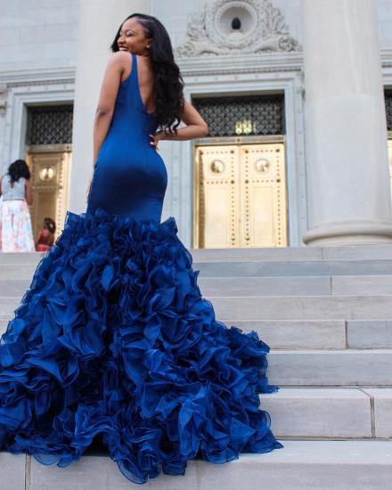 V-Neck Prom Dress | Ruffles Mermaid Evening Dress_4