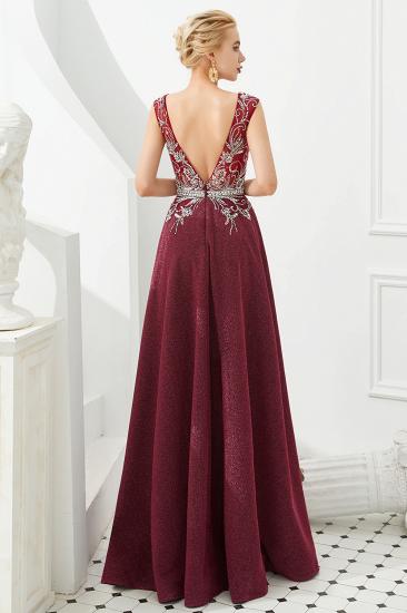 Caitin Catherine | Sexy V-neck Burgundy Sparkle Prom Dresses, Custom made Sleeveless Backless Evening Gowns_3