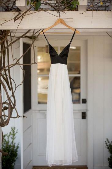Black and White Deep V Neck Bridesmaid Dress Cheap New Arrival Summer Party Gowns BA7240_1