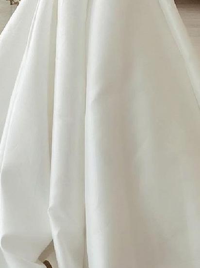 Country Plus Size A-Line Wedding Dress Strapless Satin Sleeveless Bridal Gowns with Sweep Train_3