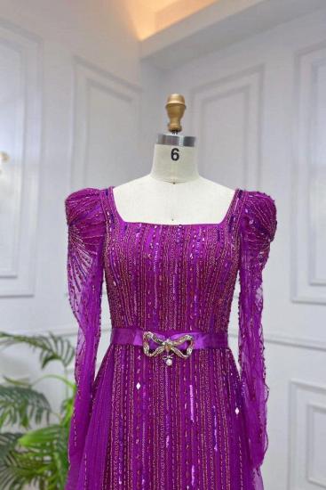 Purple Evening Dresses Long With Sleeves | prom dresses glitter_5