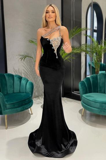 Satin One-shoulder Beading Floor-Length Prom Dress_1