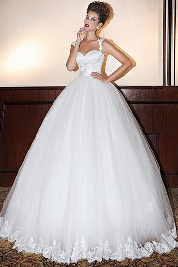 White Tulle Sweetheart Wedding Dresses 2022 Floor Length Open Back Applique Ball Gowns