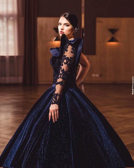 Gorgeous One Long Sleeves Dark Purple A-line Ball Gowns_3
