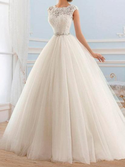 Sparkle & Shine Ball Gown Wedding Dress Lace Tulle Cap Sleeve Vintage Bridal Gowns Illusion Detail with Sweep Train